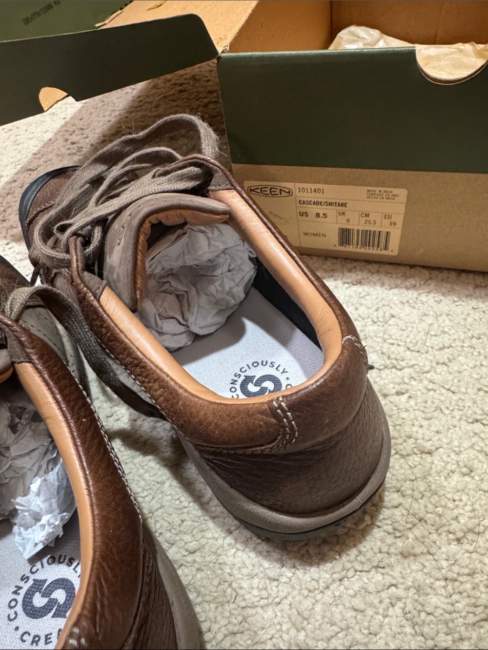 KEEN women’s Presidio Brown Leather Athletic Lace-Up Sneakers - Picture 4 of 4